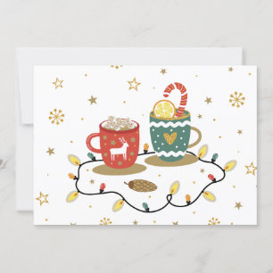 Cozy Gold Christmas Coffee Cocoa Holiday Card