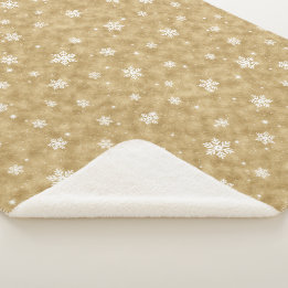 Cozy Gold Glitter Stars Snowflakes Sherpa Blanket