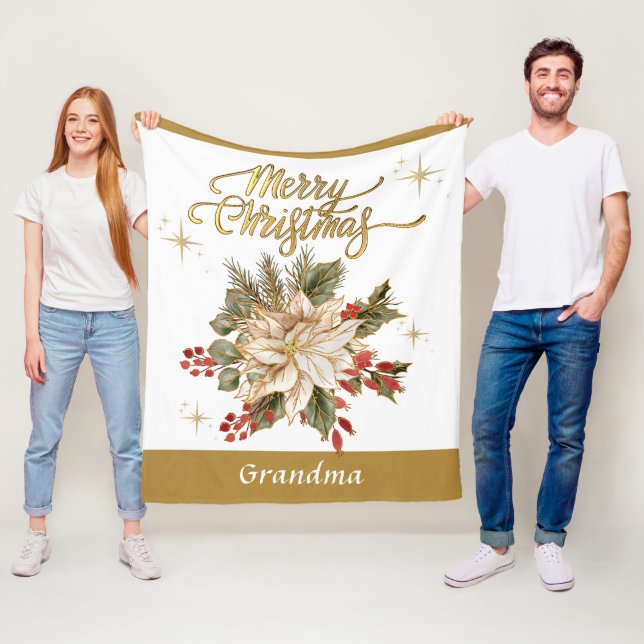 Cozy Grandma Merry Christmas  Fleece Blanket (In Situ)