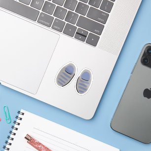 Cozy Gray And Blue Slip On Shoes Sticker