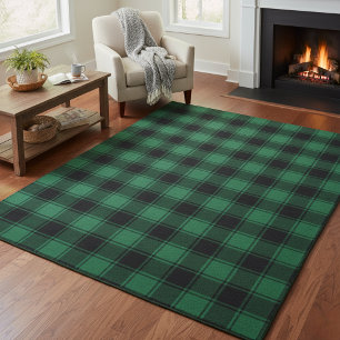 Cozy Green and Black Buffalo Tartan Plaid Rug