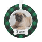 Cozy Green Buffalo Plaid Christmas Dog Photo Name