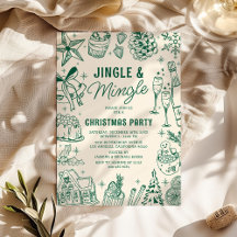 Cozy Green Doodle Christmas Party