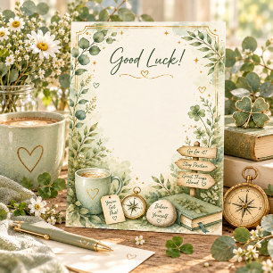 Cozy Green Good Luck Encouragement Cottagecore Thank You Card