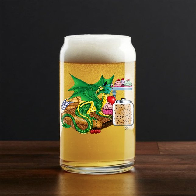 Cozy Green Pastry Chef Dragon Kitchen Bakery Can Glass (Creator Uploaded)