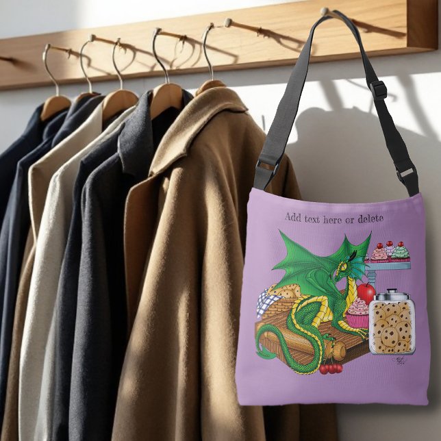 Cozy Green Pastry Chef Dragon Kitchen Bakery Crossbody Bag (Creator Uploaded)