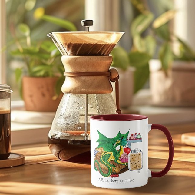 Cozy Green Pastry Chef Dragon Kitchen Bakery Mug (Creator Uploaded)