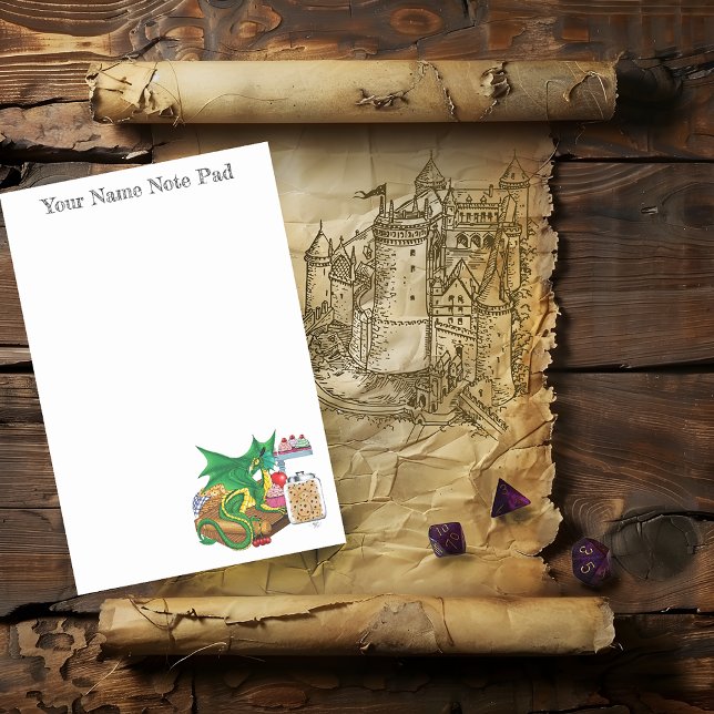 Cozy Green Pastry Chef Dragon Kitchen Bakery Post-it Notes (Creator Uploaded)