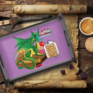 Cozy Green Pastry Chef Dragon Kitchen Bakery Serving Tray