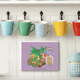 Cozy Green Pastry Chef Dragon Kitchen Bakery Wooden Box Sign