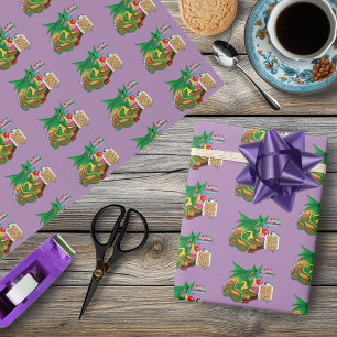 Cozy Green Pastry Chef Dragon Kitchen Bakery Wrapping Paper