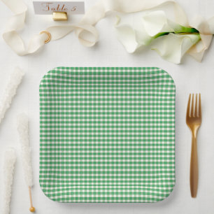 Cozy Green Plaid Christmas Cabin Rustic Paper Plates