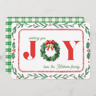 Cozy Green Plaid Christmas Joy Holiday Card