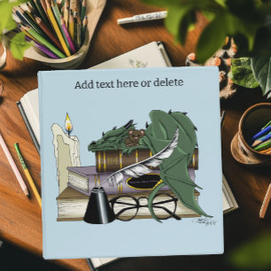 Cozy Green Whimsical Sleeping Dragon Book Lover 3 Ring Binder