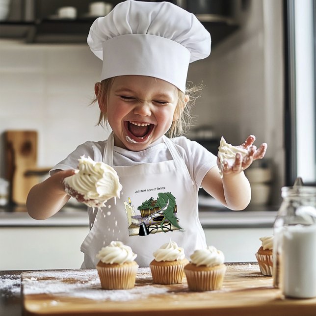 Cozy Green Whimsical Sleeping Dragon Book Lover Kids' Apron (Creator Uploaded)