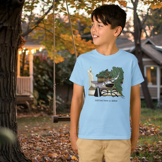 Cozy Green Whimsical Sleeping Dragon Book Lover T-Shirt (Creator Uploaded)