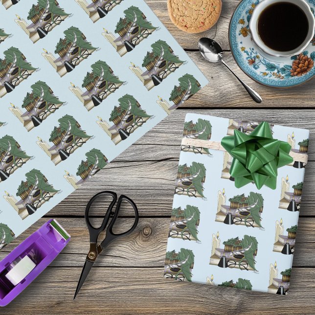 Cozy Green Whimsical Sleeping Dragon Book Lover Wrapping Paper (Creator Uploaded)