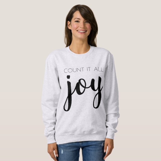 Cozy Grey Count it All Joy Sweatshirt (Front Full)