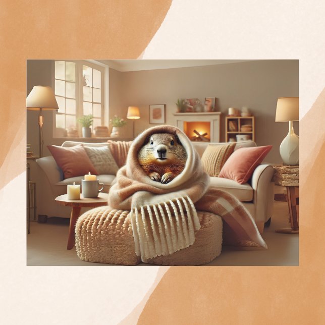 Cozy Groundhog Winter Warmth Postcard (Creator Uploaded)