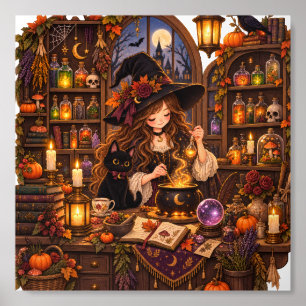 Cozy Halloween Apothecary Witch Acrylic Photo Tile
