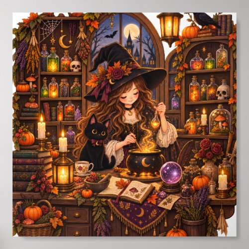 Cozy Halloween Apothecary Witch Acrylic Photo Tile
