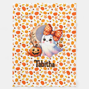 Cozy Halloween Baby Blanket Add Name Cute Ghost