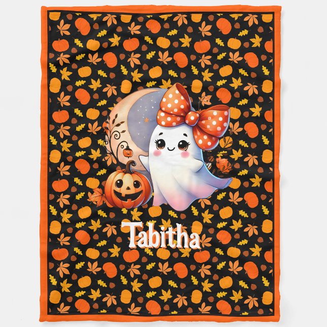 Cozy Halloween Baby Blanket Add Name Cute Ghost B (Creator Uploaded)