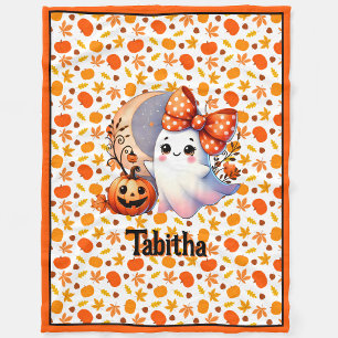 Cozy Halloween Baby Blanket Add Name Cute Ghost B