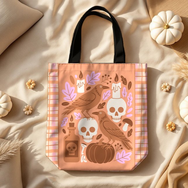 Cozy Halloween Modern Folk Art Pastel Plaid  Tote Bag (Creator Uploaded)
