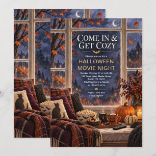 Cozy Halloween Movie Night Party Invitation