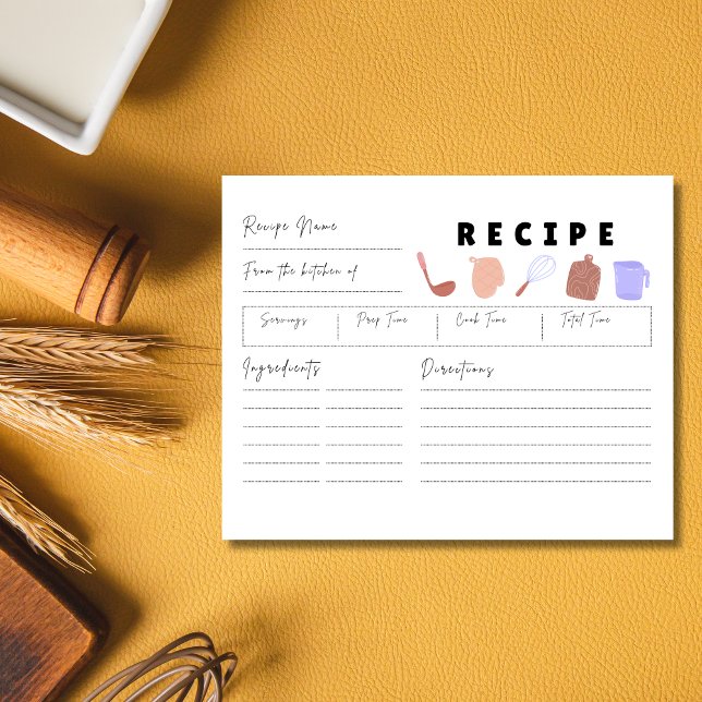 Cozy hand-drawn kitchen essentials recipe card (Creator Uploaded)