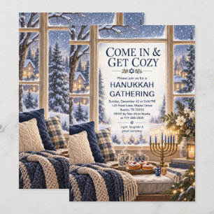 Cozy Hanukkah Gathering Winter Party Invitation