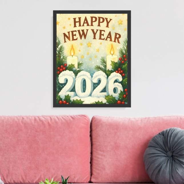 cozy happy new yea 2026r canvas print (Insitu(LivingRoom))
