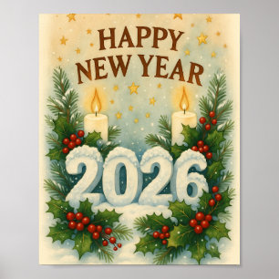 cozy happy new year winter poster