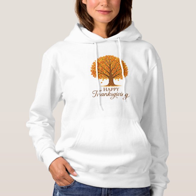 Cozy Happy Thanksgiving Autumn Tree  Hoodie (Front)