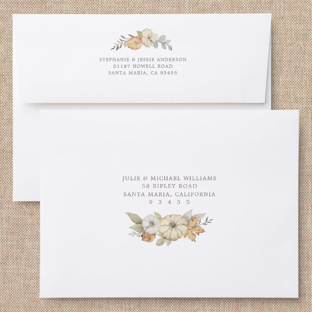 Cozy Harvest Flowers Addressed Envelopes (Linen)