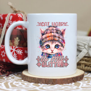 Cozy hat kitten with sparkles coffee mug