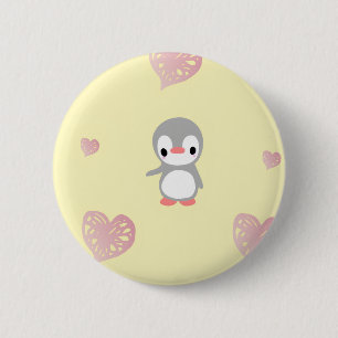 Cozy Heart Warming Penguin Button