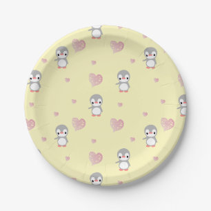 Cozy Heart Warming Penguin Paper Plates
