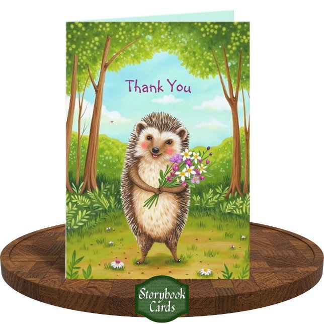Cozy Hedgehog and Wildflowers Forest Thank You Card (Creator Uploaded)