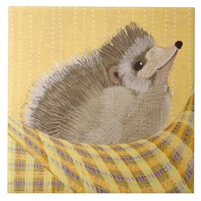 Cozy Hedgehog Ceramic Kitchen Tile (Front)