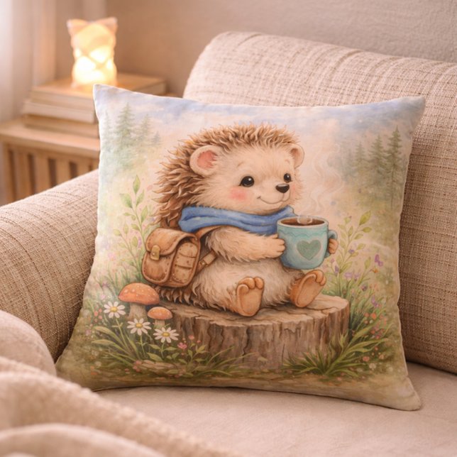 Cozy Hedgehog Kids Room & Nursery Throw Pillow (Creator Uploaded)