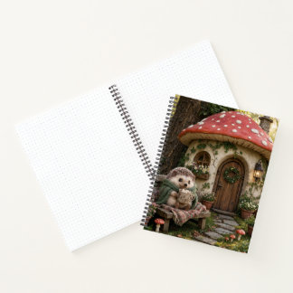 Cozy Hedgehog Mushroom Cottage Art Notebook