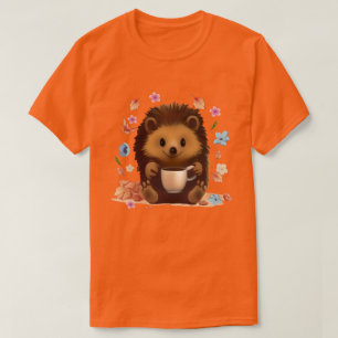 Cozy Hedgehog with Coffee - Cute Autumn Art T-Shirt