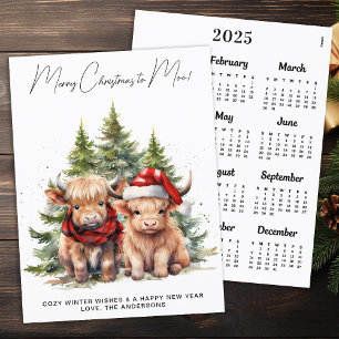 Cozy Highland Cow 2026 Calendar Christmas Card