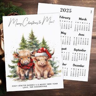 Cozy Highland Cow 2026 Calendar Christmas Card