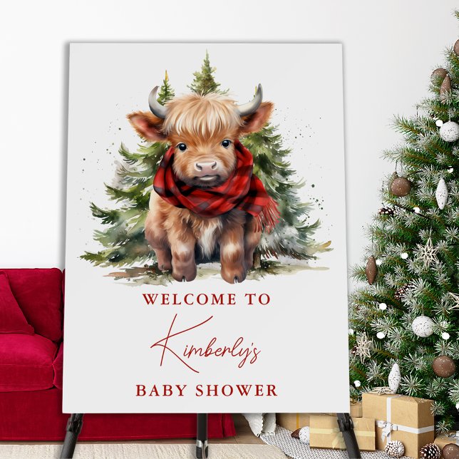 Cozy Highland Cow Farm Animals Winter Baby Shower Foam Board (Creator Uploaded)