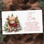 Cozy Highland Cow Farm Winter Books For Baby Enclosure Card<br><div class="desc">Looking for an adorable and cozy theme for your baby shower this holiday or winter season? Look no further than our rustic modern cow and highland calf invitations and party supplies! Featuring a charming highland baby cow dressed in a red plaid scarf and pine trees, this charming design is perfect...</div>