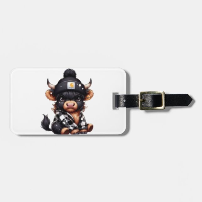 Cozy Highland Cow Luggage Tag (Front Horizontal)
