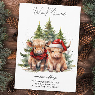 Cozy Highland Cow New Address Farm Holiday Moving Announcement